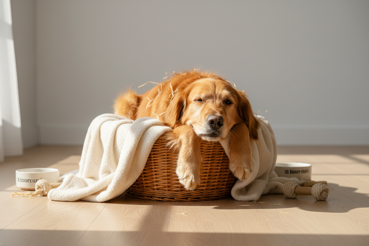 grote hond in kleine mand