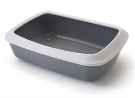 Savic Kattenbak Iriz met Rand Koudgrijs/Wit 42x31x12,5 cm