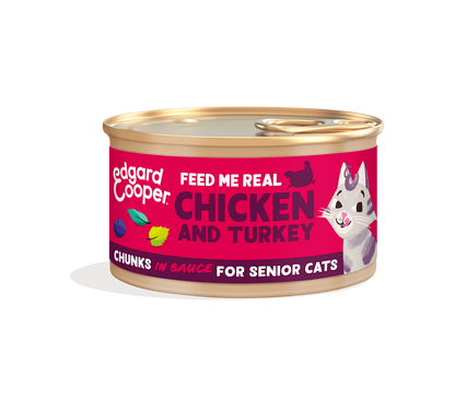 Edgard & Cooper – Senior Free-Run Chicken and Turkey Chuncks in Sauce